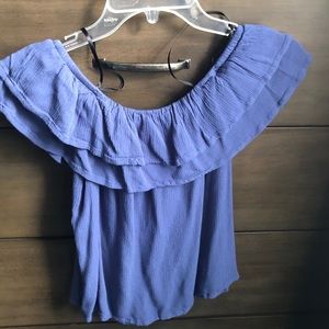 Blue off the shoulder blouse